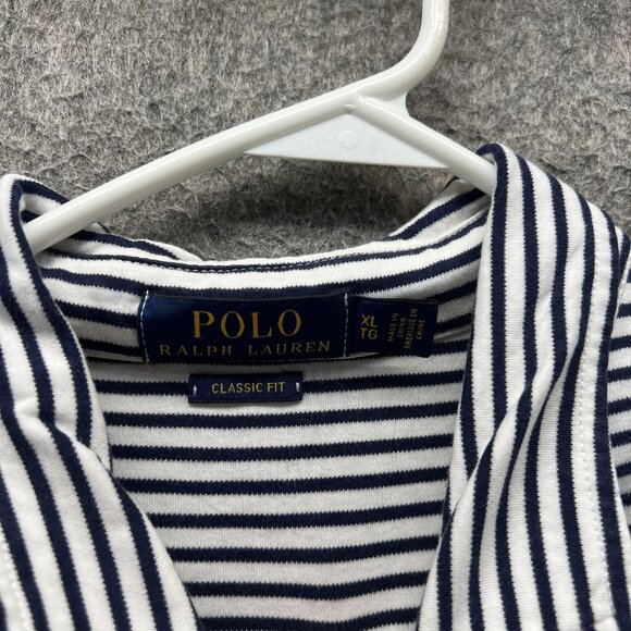 Polo Ralph Lauren Polo Shirt Mens XL Navy White Stripe Classic Fit Cotton Logo - Picture 7 of 12